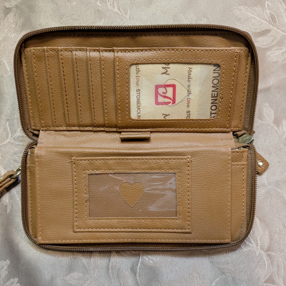 Stone Mountain Pebble Double Zip Around Wallet With Leather, EUC! - Picture 8 of 16